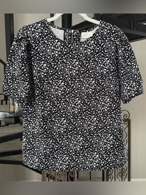 Melloday Women’s Black and White Floral Print Top